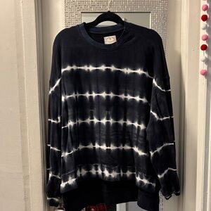 Navy and White Tie-Dye Women’s Sweatshirt